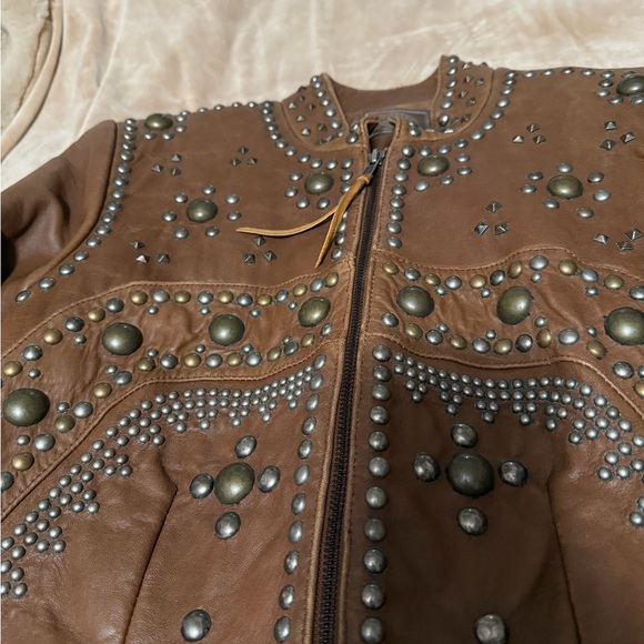 Double D Ranch Brown Studded Leather Jacket - Picture 3 of 11